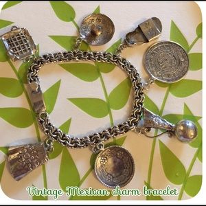 Vintage Mexican charm bracelet sterling